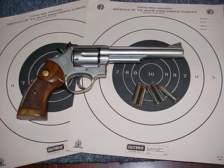 Taurus laying on paper targets.